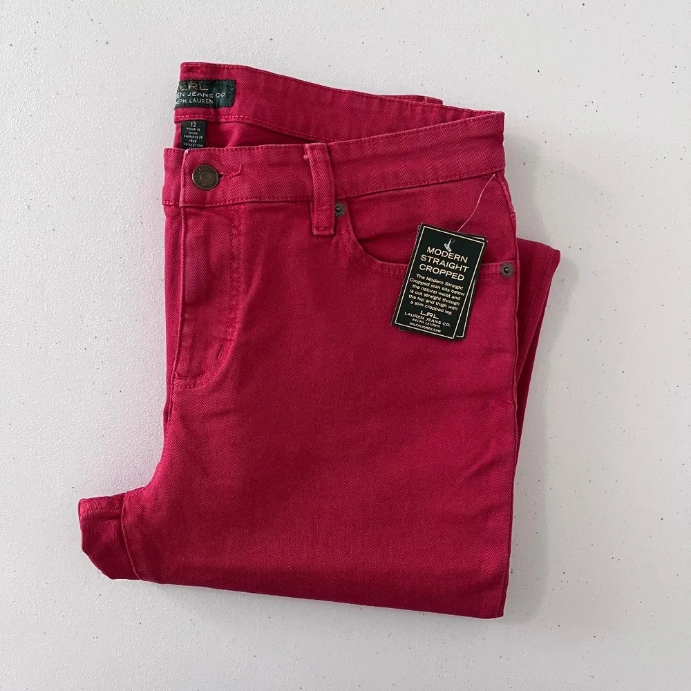 Lauren Jeans Co. LRL Women’s Red Modern Straight Cropped Jeans size 12